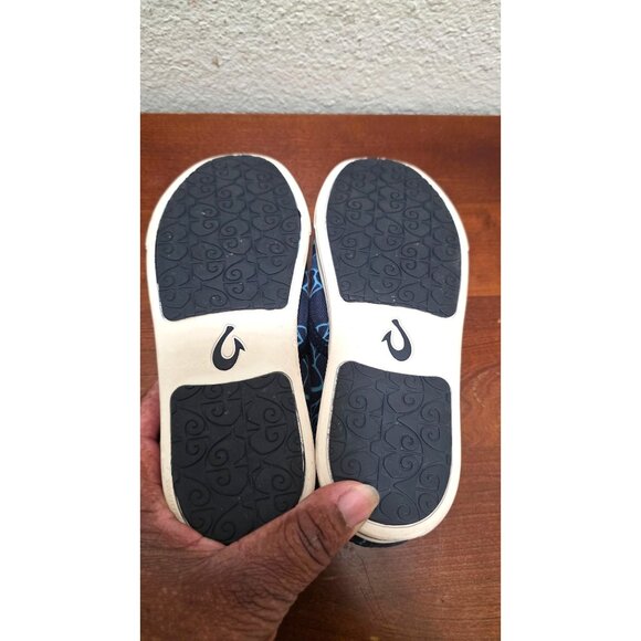 Olukai Women's Slip-On Floral Canvas Shoes Size 7 Navy & Light Blue - Picture 7 of 8